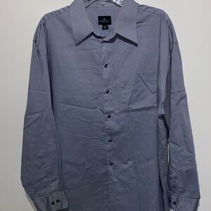 Kenneth Cole Reaction Men's Blue Collared Long Sleeve Button-Up Shirt Size XL